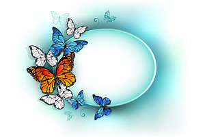 Oval Banner With Summer Butterflies