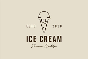 ice cream logo line art simple, a Branding & Logo Template by zyxroun shop