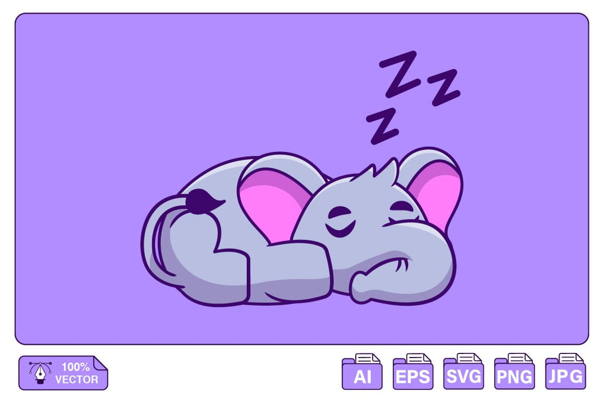 Cute Elephant Sleeping Cartoon, an Animal Illustration by Artstorystudio (Photo 1 of 3)