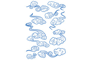 Sky clouds in retro style, a Solid Icon by Vector Tradition