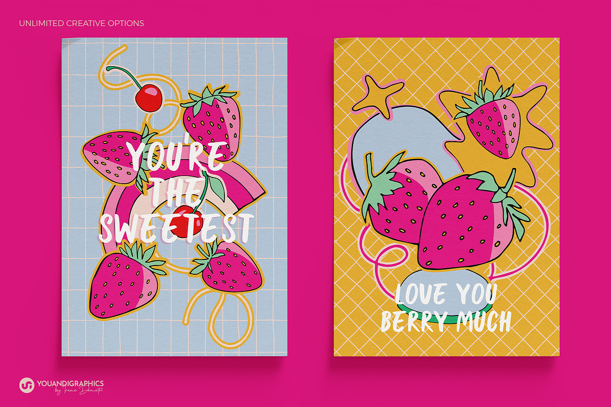 Strawberries & Cherries Graphics Set, a Graphic by Youandigraphics (Photo 5 of 15)