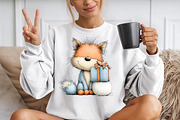 Quirky Christmas Fox Watercolor Clip, a Seasonal Illustration by YA Design (Thumbnail 4 of 7)