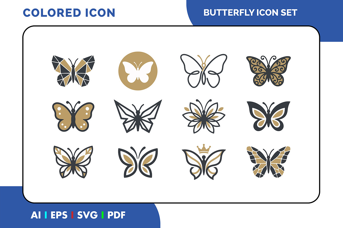 Butterfly Colored Icon Set, a Duotone Icon by Fontmine Studio (Photo 1 of 3)