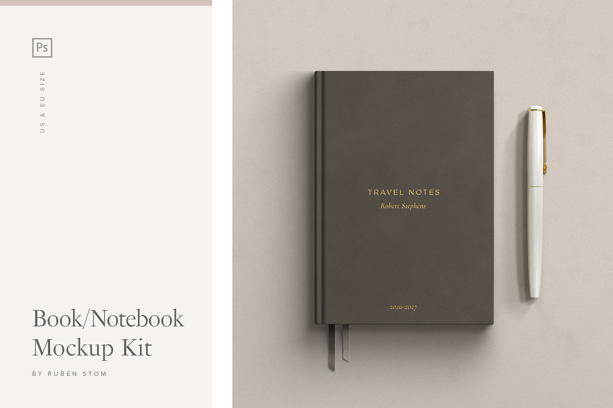Book/Notebook Mockup Kit, a Books & Magazine Mockup by Ruben Stom (Photo 1 of 20)