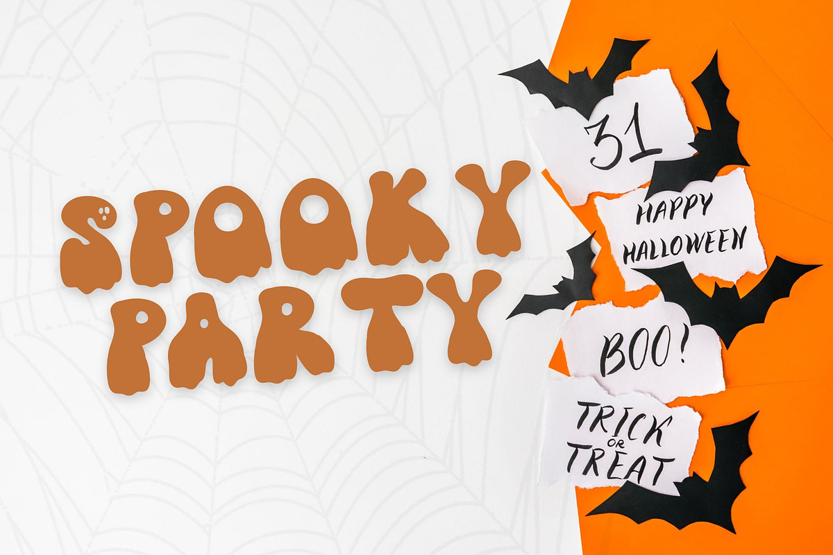 Groovy Ghost - retro Halloween font, a Handwritten Font by Brown Cupple (Photo 5 of 8)
