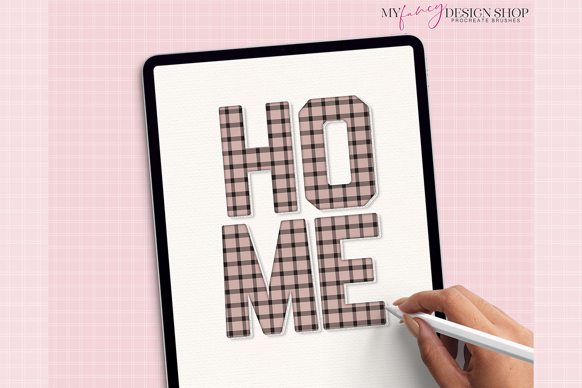 Procreate Plaid Lettering Brushes, a Brush Add-On by My Fancy Design Shop (Photo 9 of 10)