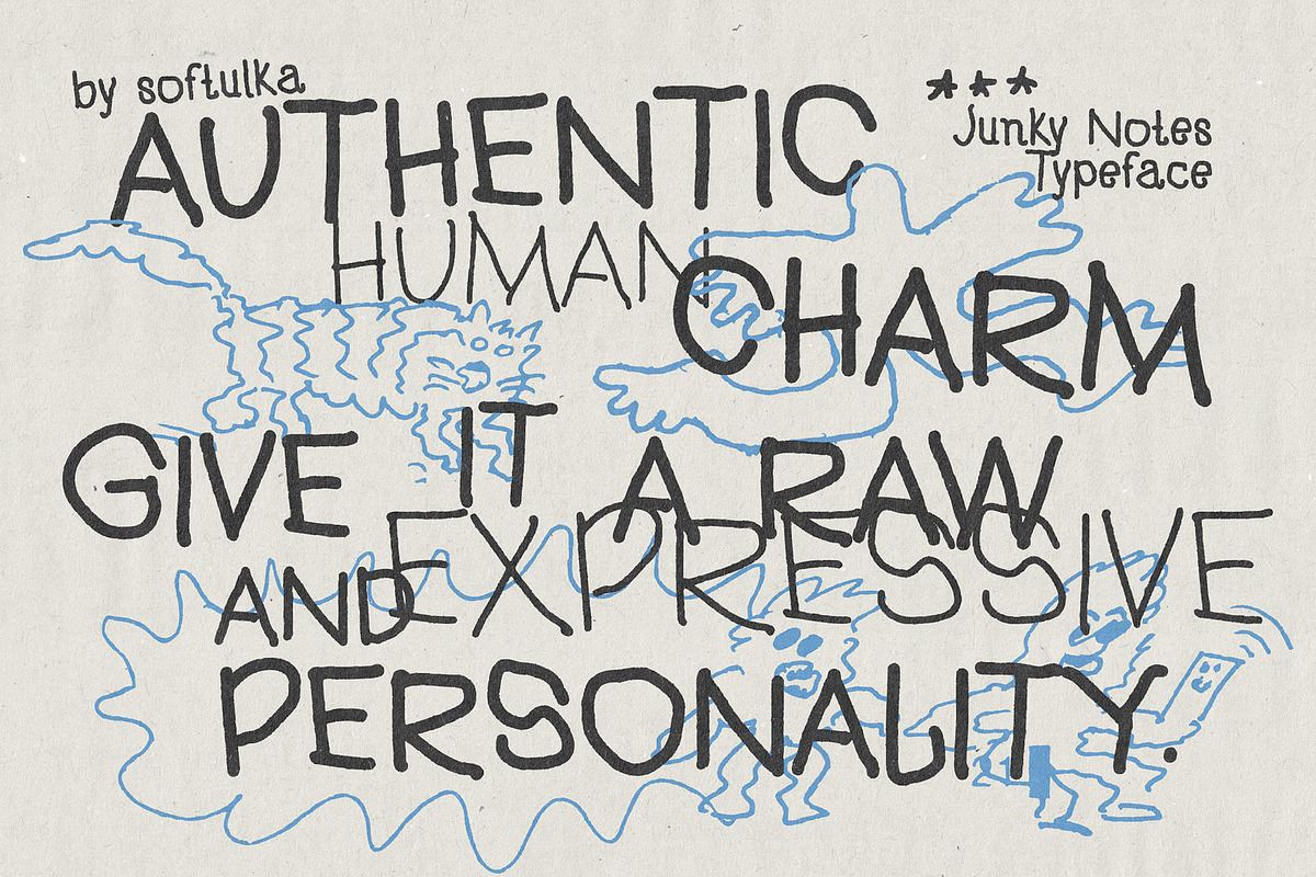 Junky Notes Typeface, a Handwritten Font by softulka (Photo 4 of 6)