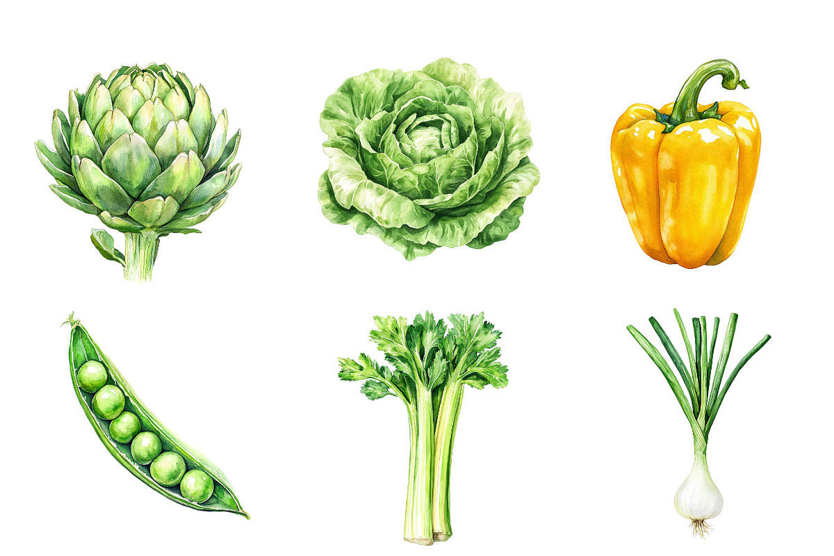 Watercolor Vegetables Clipart, an Illustration by CreationArt (Photo 2 of 5)