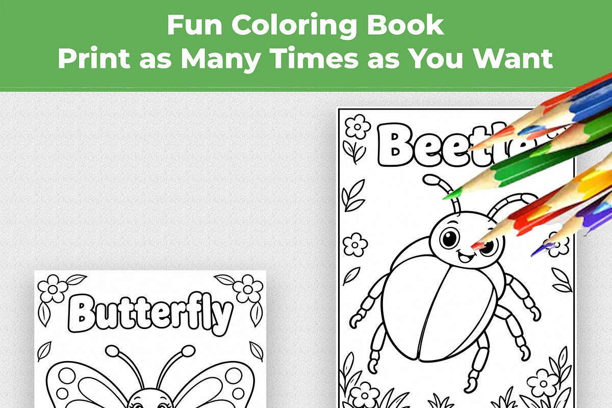 Insect Coloring Book for Kids, an Education Illustration by Mohammad Sarfaraz (Photo 4 of 13)