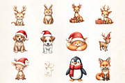Christmas Cute Animals Clipart, an Illustration by CrexoraLab (Thumbnail 5 of 5)