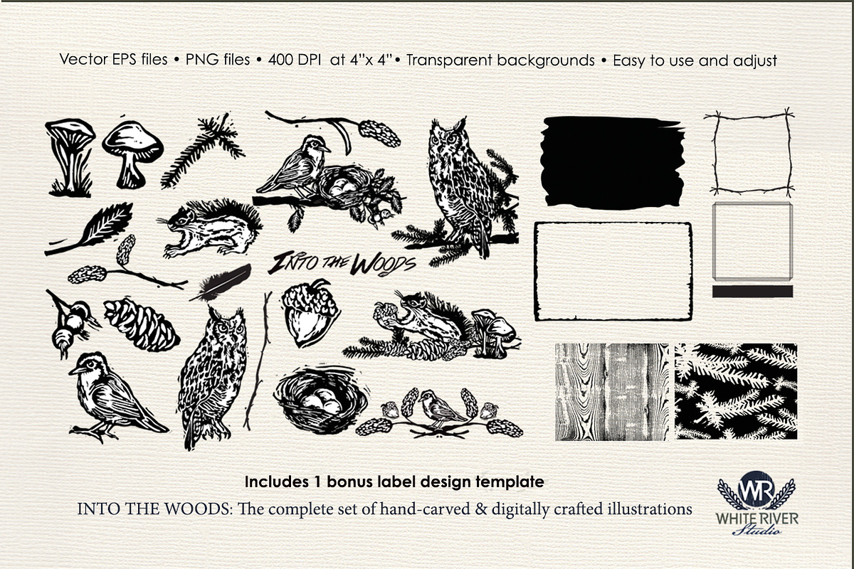 Into The Woods Linocuts, an Illustration by WhiteRiverStudio (Photo 5 of 10)
