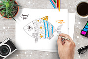 Ten funny fishes . Coloring pages., a Graphic by Anna Violet (Thumbnail 2 of 5)