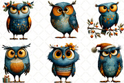 Quirky Christmas Owl Clipart, an Illustration by Black Bird Studio (Thumbnail 3 of 6)