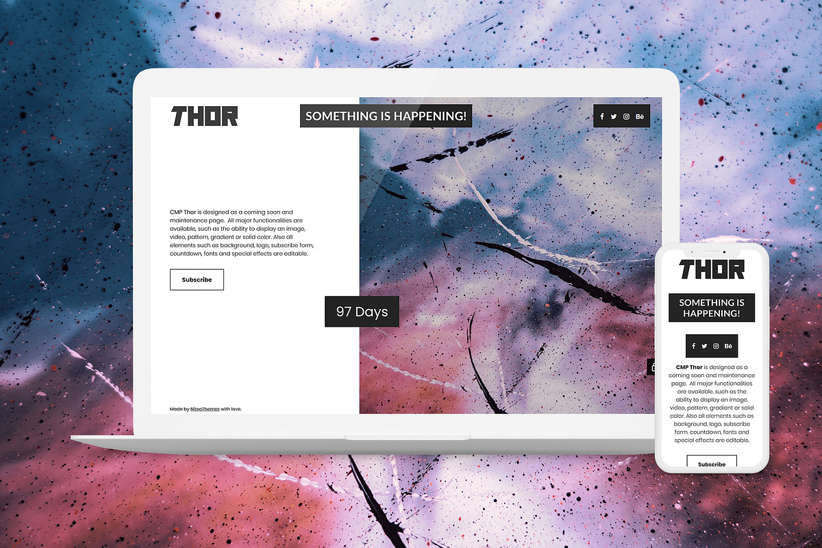 CMP Thor -Coming soon,Maintenance, a WordPress Template by NiteoThemes (Photo 2 of 3)