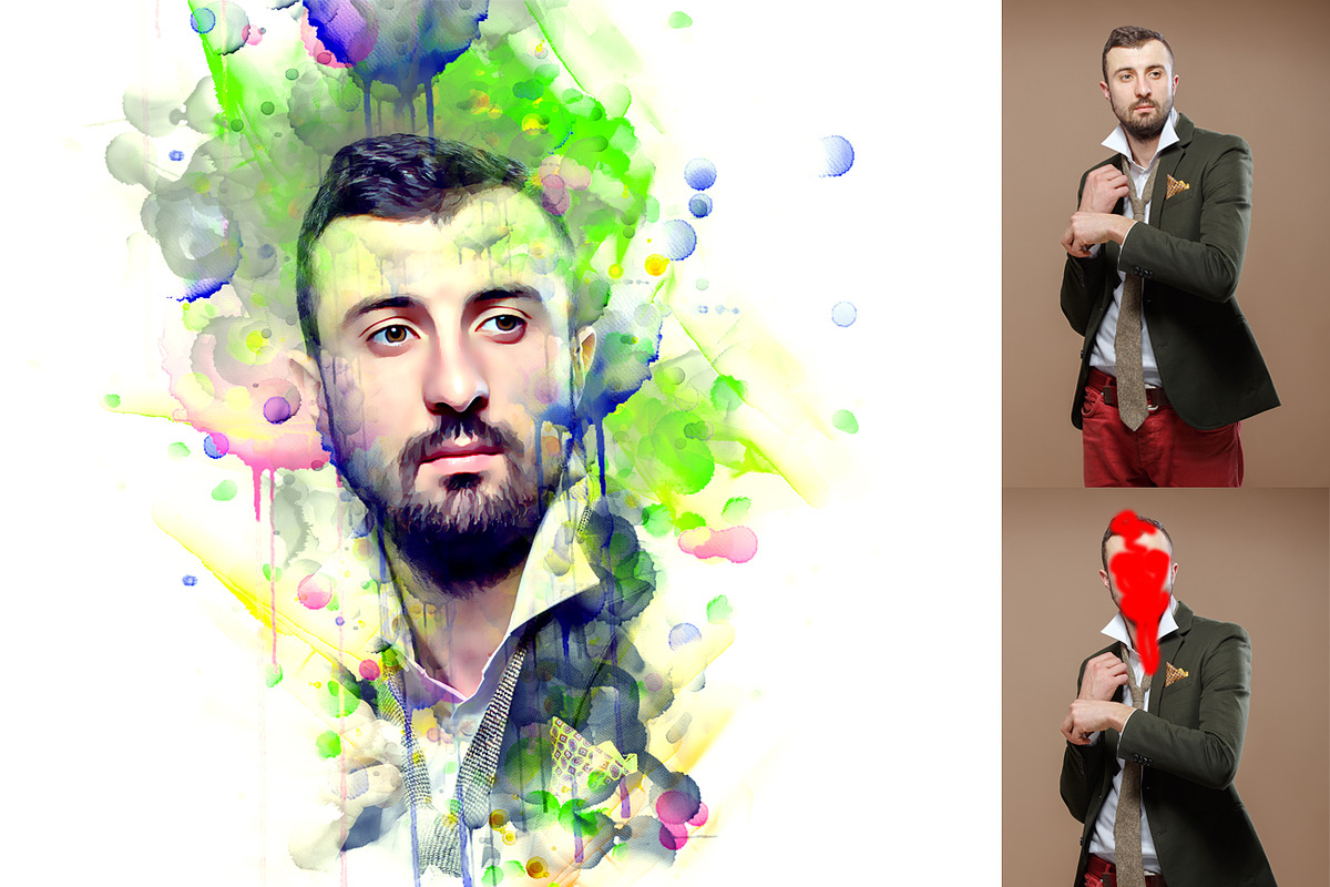Portrait Watercolor Photoshop Action, an Action Add-On by MRI STUDIO (Photo 7 of 13)