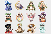 Watercolor Sloth Clipart, a Seasonal Illustration by Design Market (Thumbnail 4 of 4)