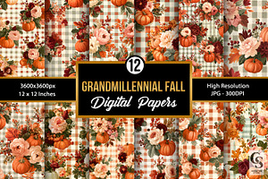 Grandmillennial Fall Flowers Pattern