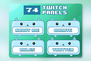 74x Blue Cat Twitch Panels