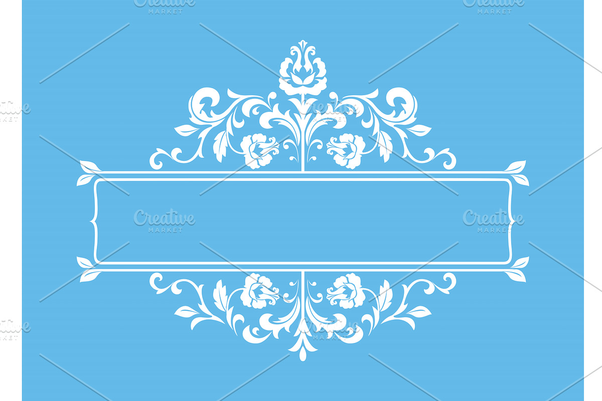 Vintage blue and white element, an Illustration by RODINA