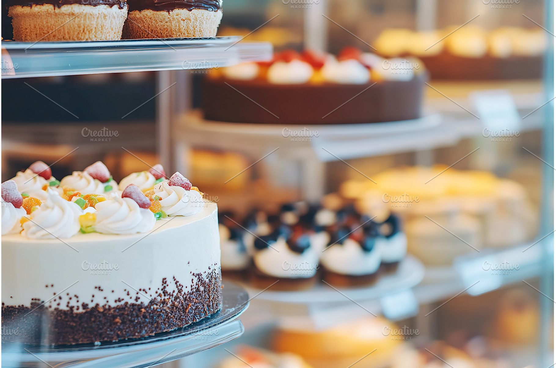 Assortment of delicious cakes in a, a Food & Drink Photo by Lermont51