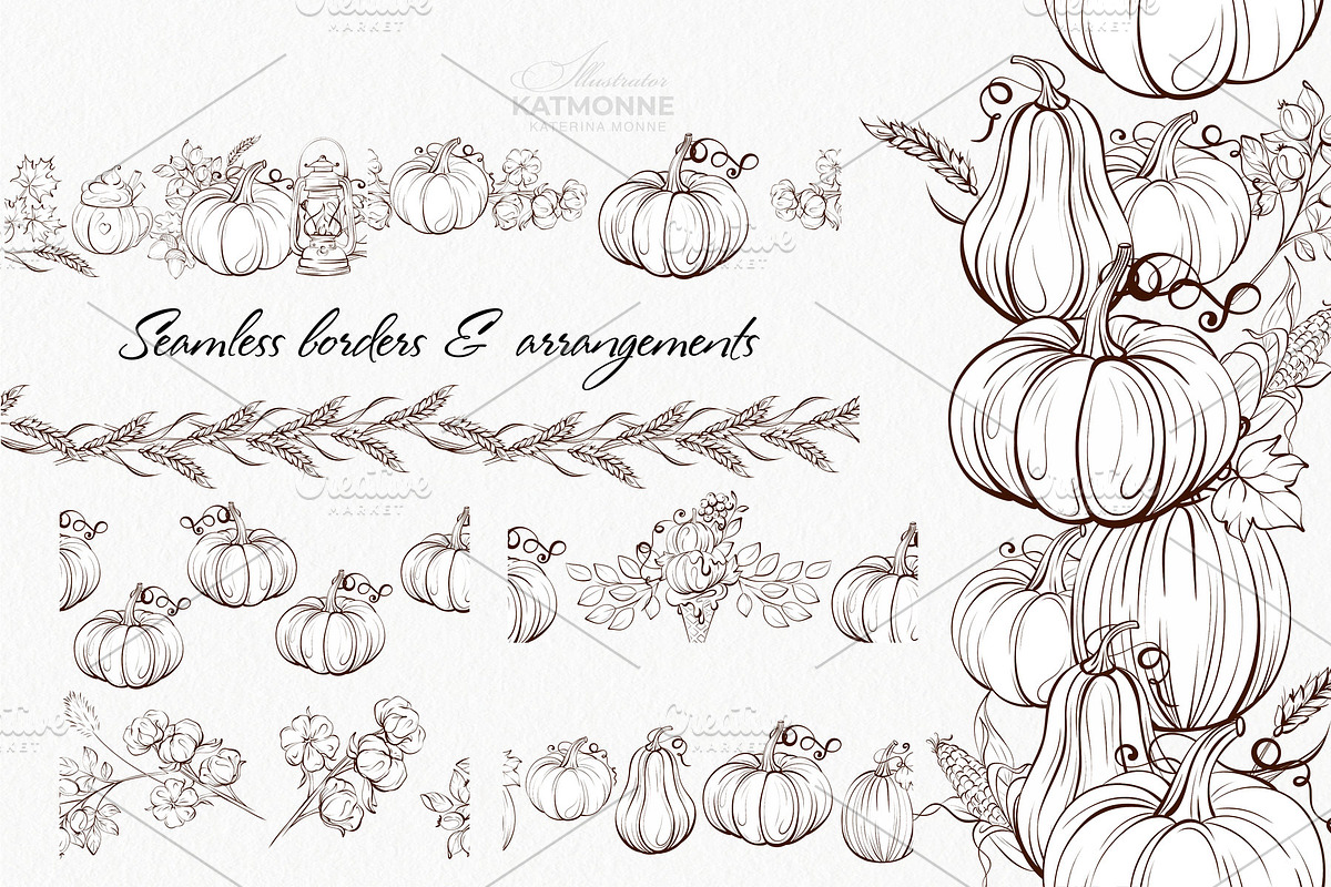 Vintage Autumn Botanical Line Art, a Seasonal Illustration by katmonne (Photo 10 of 14)