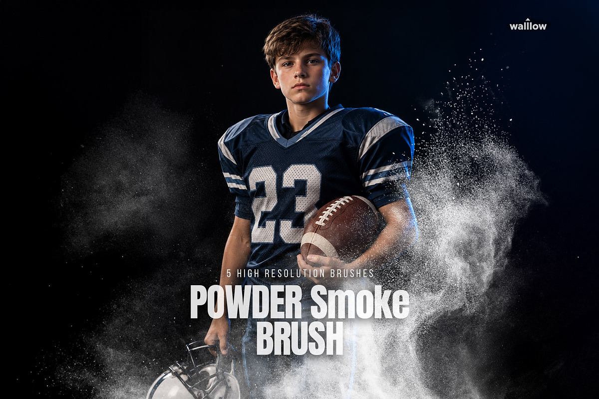 5 Powder Smoke Photoshop Brushes ABR, a Brush Add-On by Walllow Creatives (Photo 3 of 3)