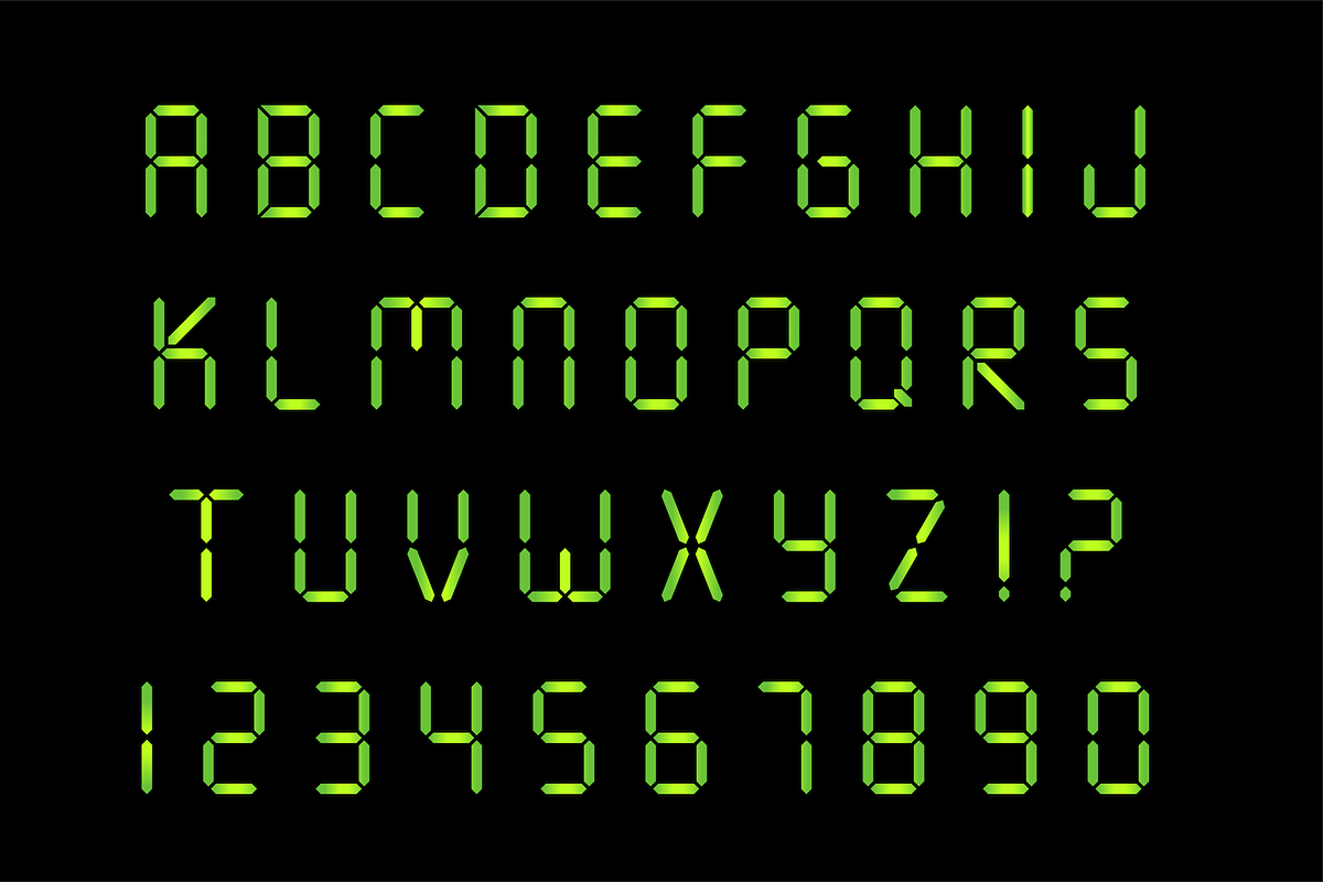 7 Segment Display Font, a Script Font by Krafti Lab (Photo 2 of 3)