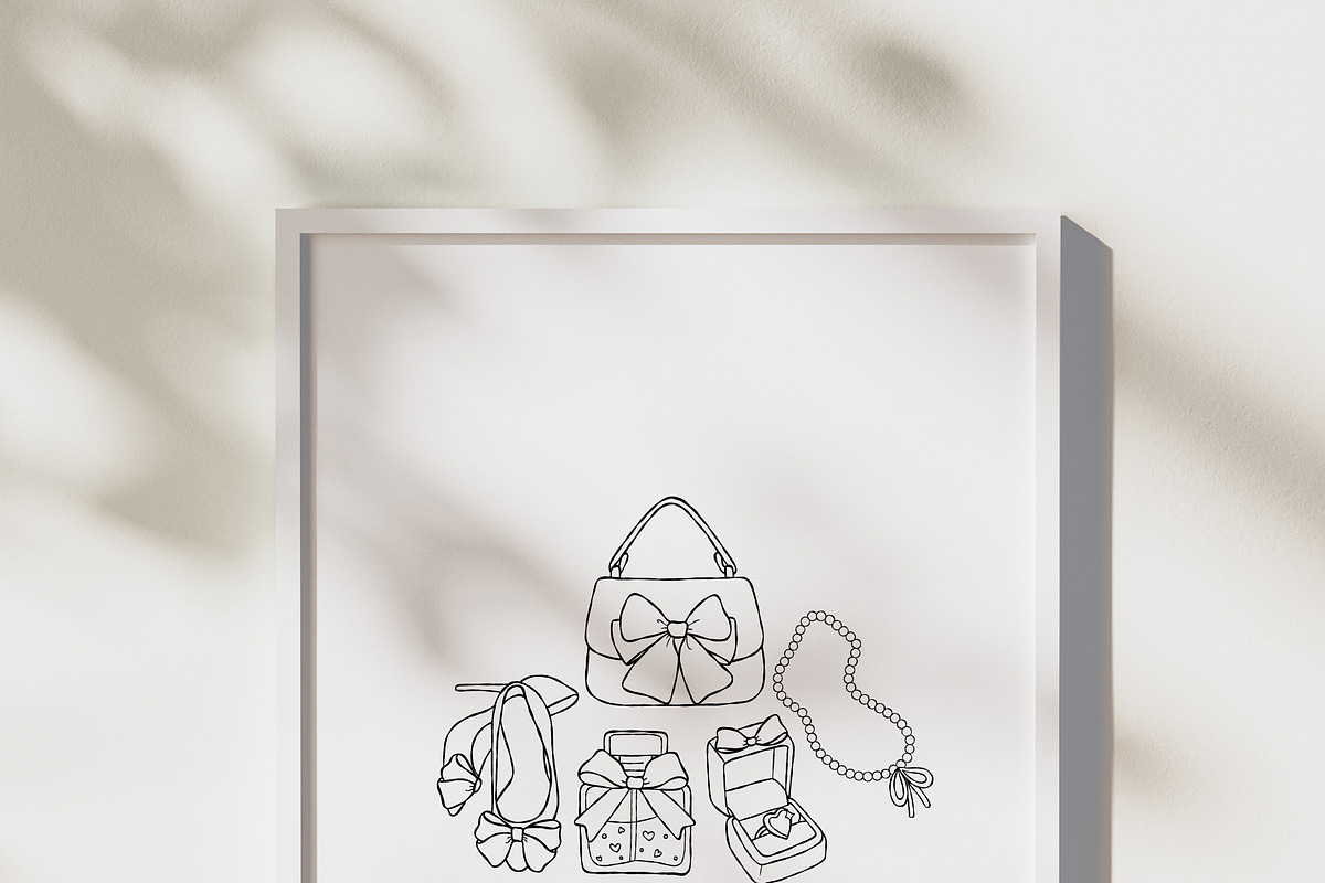 Coquette Valentine Outline Clipart, a Seasonal Illustration by TitaLivingArt (Photo 7 of 9)