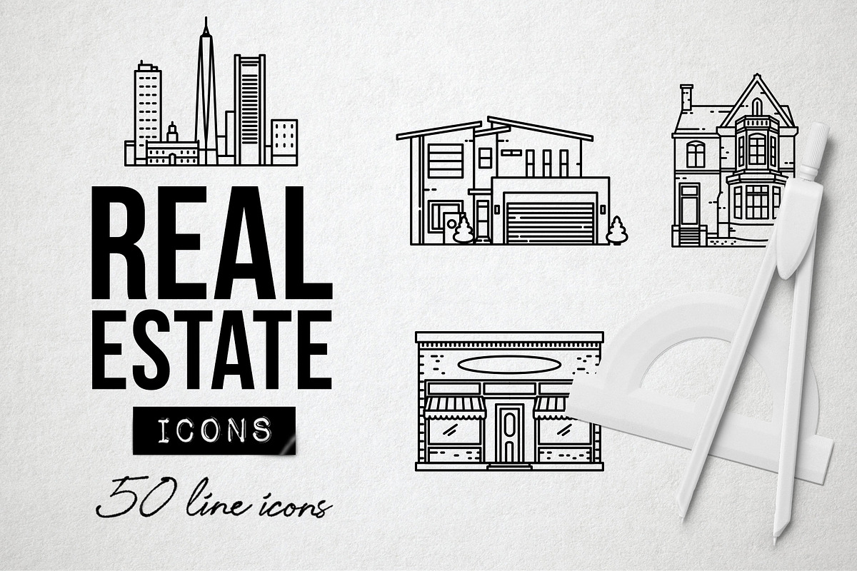 50 Real Estate Icons, Property, City, an Outline Icon by Hatch Design Workshop (Photo 1 of 9)