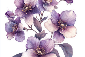 Delicate Purple Flowers Botanical Il, an Abstract Photo by Pixeness Studio