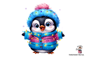 Adorable Winter Penguin PNG Clipart