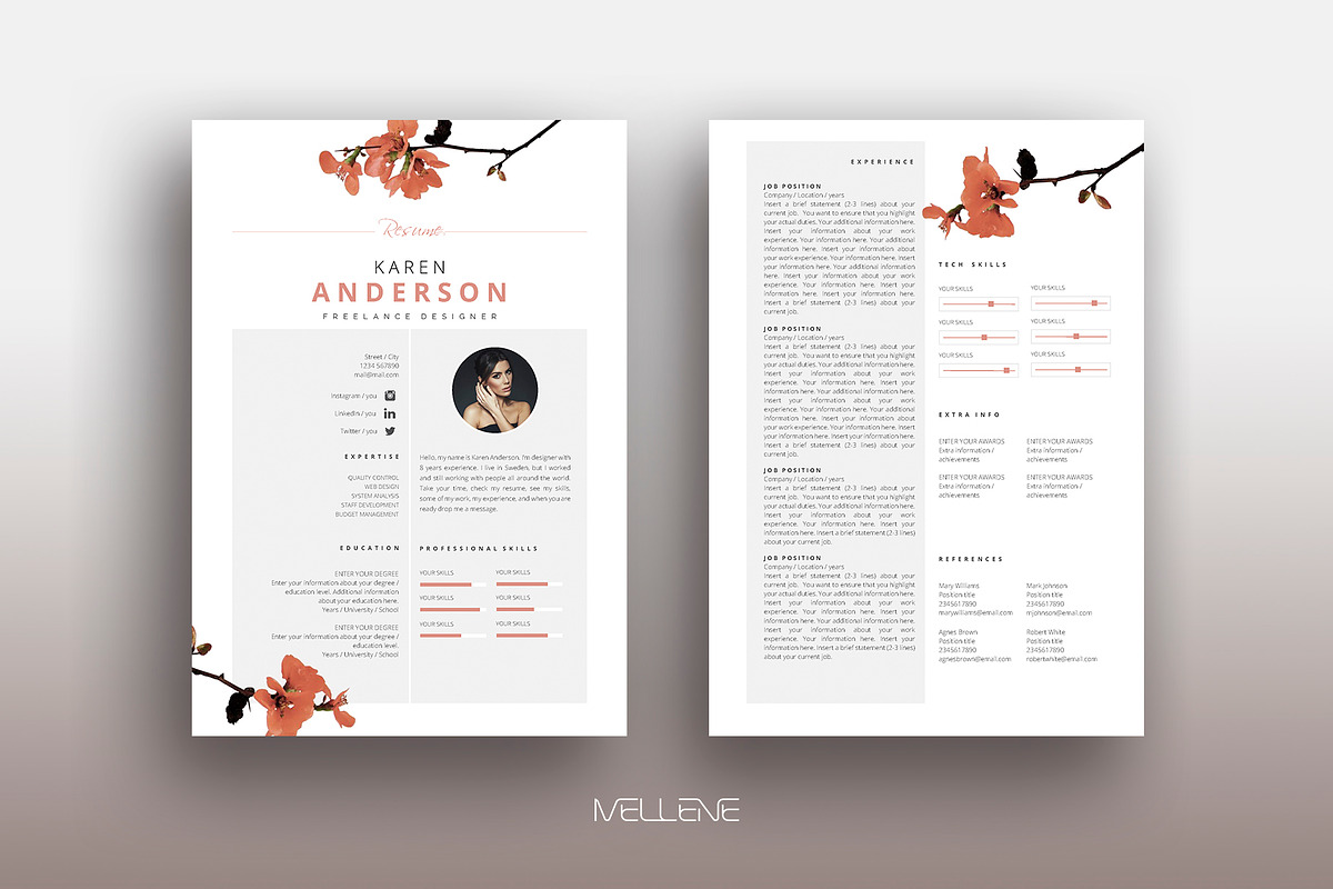 Resume / CV template - Karen, a Resume Template by Mellene Templates (Photo 1 of 3)