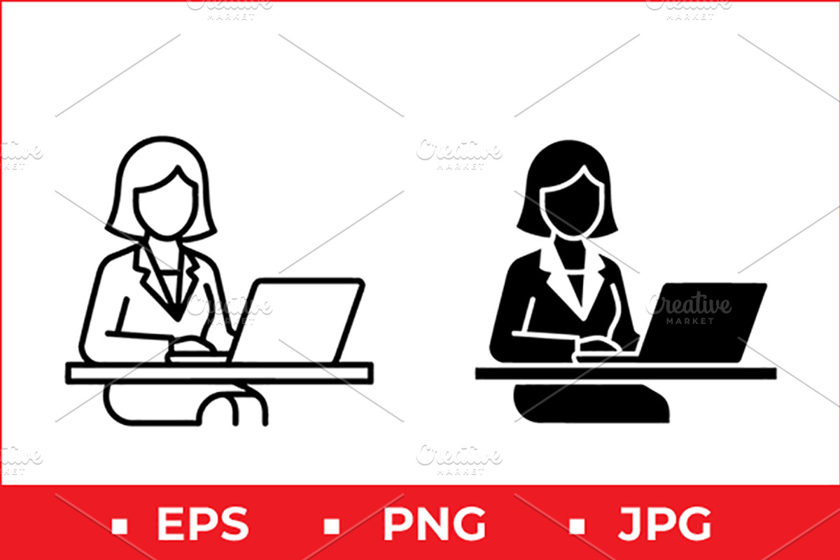 Office Desk Worker Vector Icon, a Solid Icon by Artonix (Photo 1 of 2)