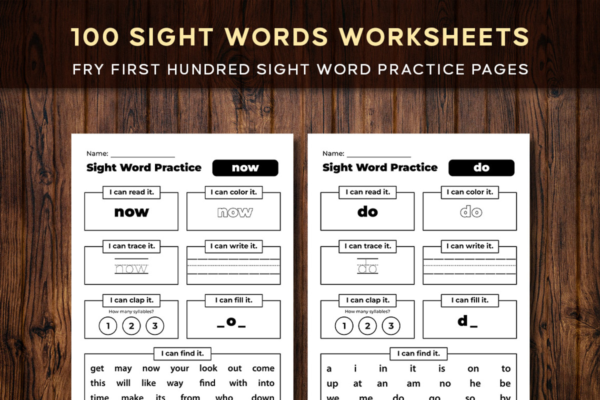 Fry First Hundred Sight Word Work, a Print Template by Graphicsnext (Photo 1 of 6)