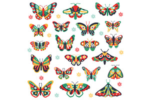 Hand Drawn Butterflies. Doodle