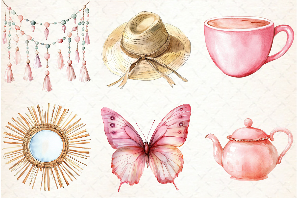 Boho Lifestyle Clipart, an Illustration by Libby Wishes (Photo 2 of 6)