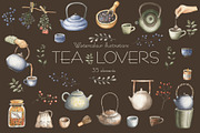 Tea Lovers watercolor collection, a Decorative Illustration by ViolettaKh (Thumbnail 1 of 9)