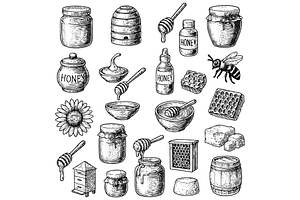 Honey and Beekeeping Collection Set, an Object Graphic by nikagraphic