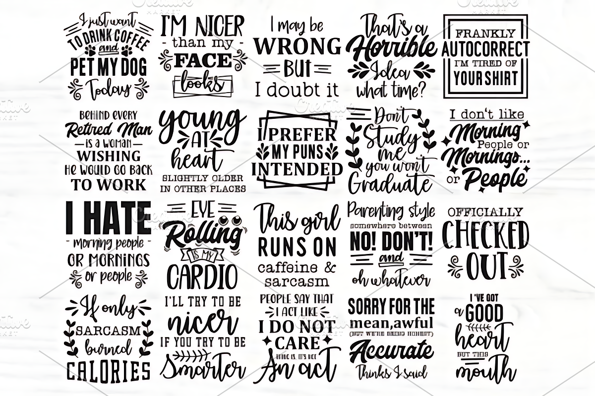Funny Quotes Svg Bundle | 60 Designs, an Illustration by Design Station (Photo 3 of 5)