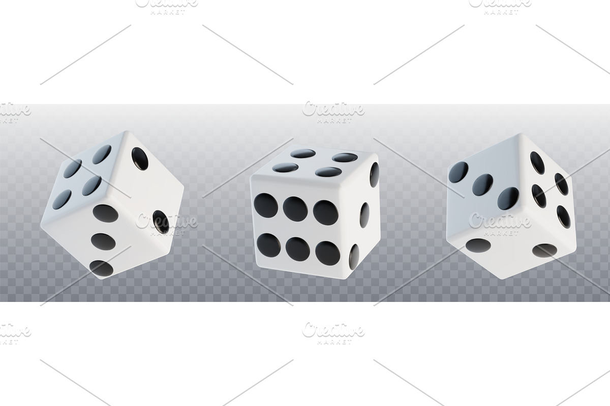 White dice with black dots for 3d, an Object Illustration by art PVP - market