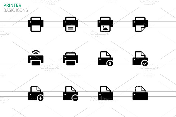 Printer Icons On White