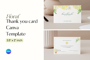 Floral Thank you card Canva Template