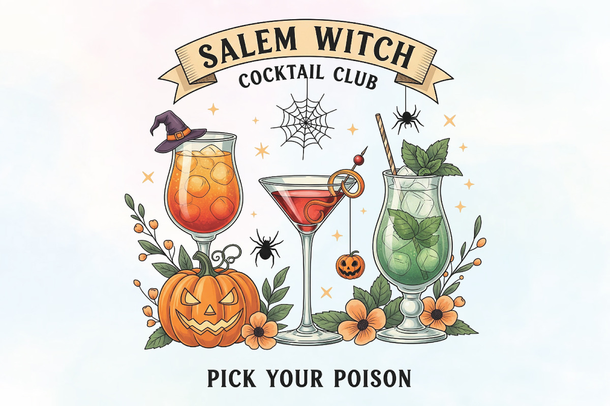 Salem Witch Cocktail Club Halloween, an Illustration by CraftArtStudio (Photo 1 of 4)