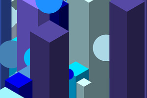 abstract shapes art blues on white, a Photo by WorldOfPhotos