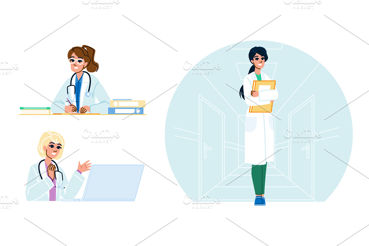 medicine doctor woman vector, a Person Illustration by pikepicture