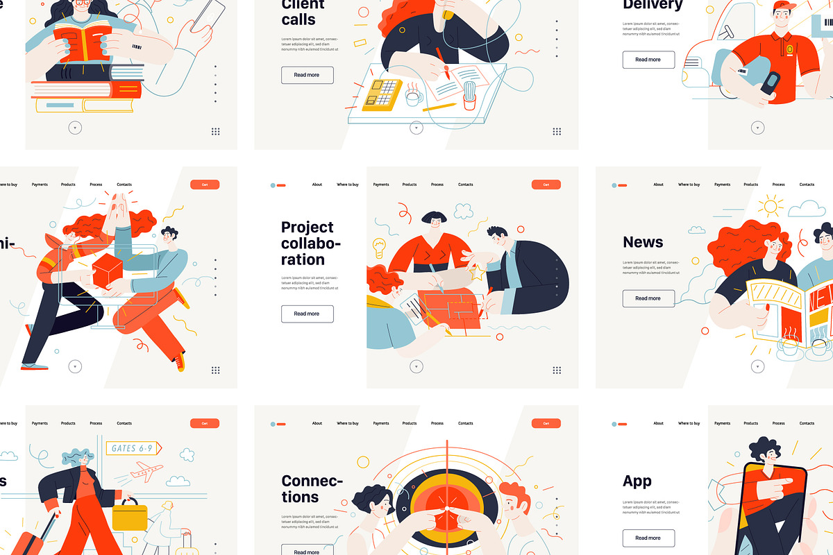 Company, flat web illustrations, a Templates & Theme by Grivina's shop (Photo 17 of 27)