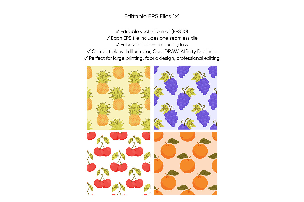 Fruity Seamless Pattern Set, a Food Illustration by Bielousova Art (Photo 2 of 9)