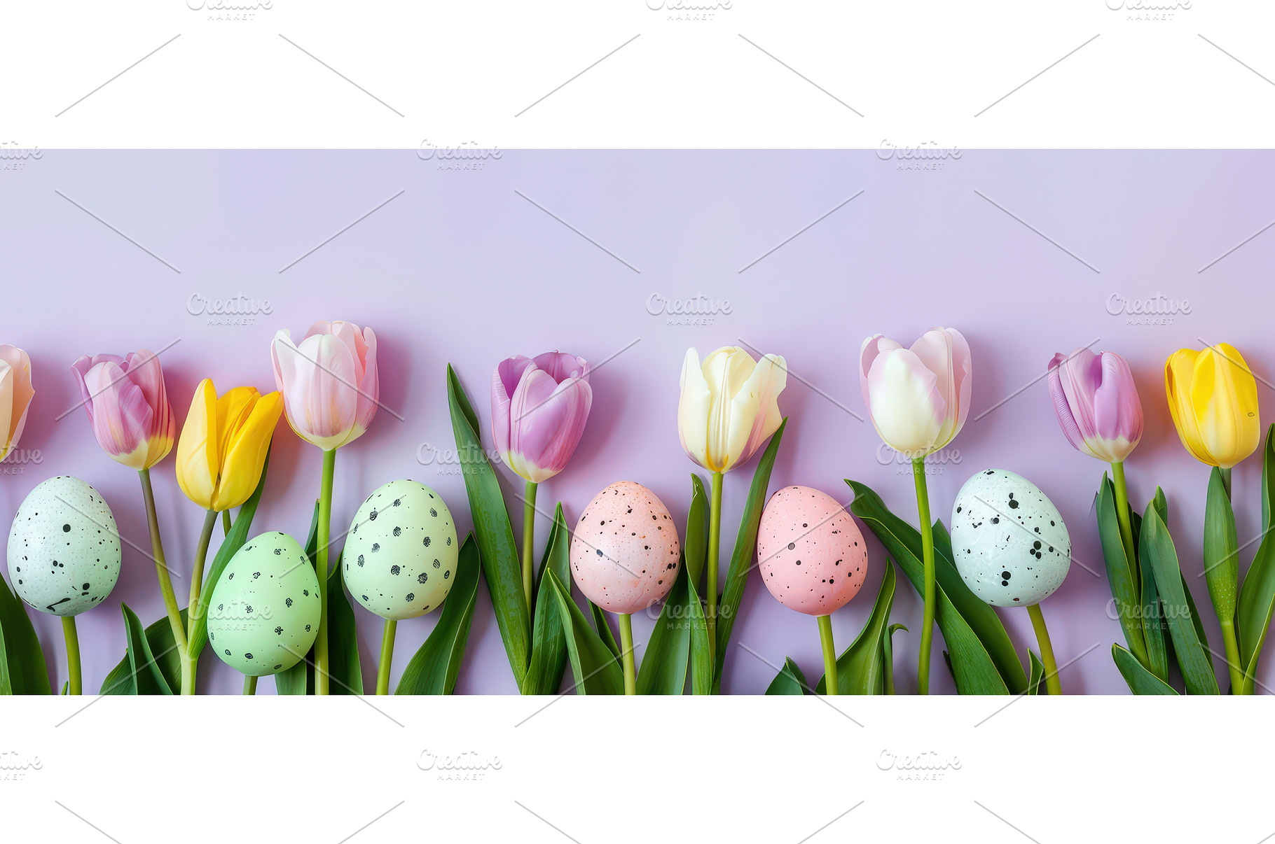 Colorful Easter eggs and tulips on, a Holiday Photo by piter.goskov