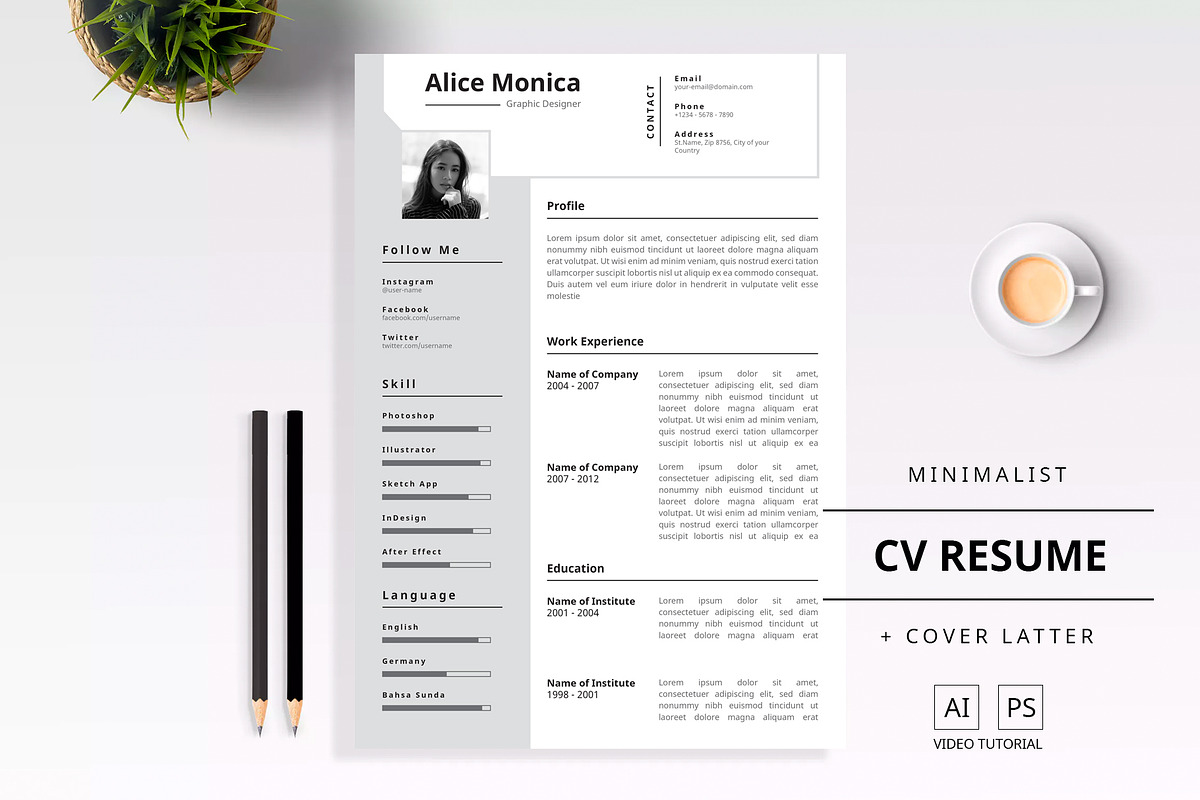 Minimalist CV Resume, a Resume Template by Al-Ghaniy (Photo 4 of 4)