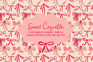 Coquette ribbons, frames & pattern